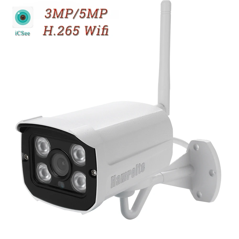 Wi Fi камера Hamrolte H.265 беспроводная ip ICsee 5 Мп HD наружная водонепроницаемая ночного