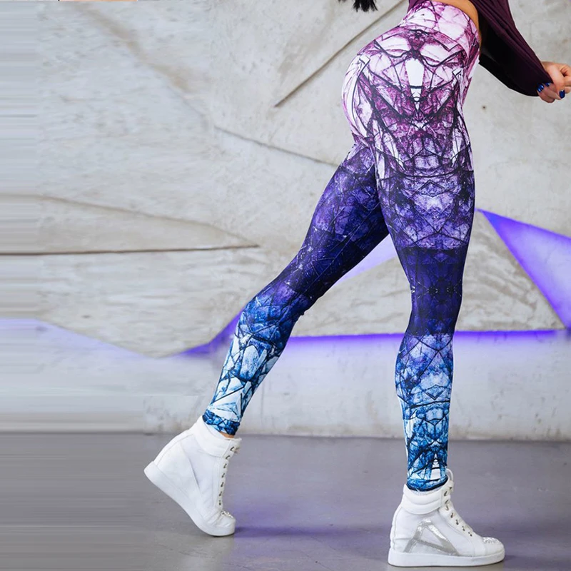 SALSPOR, женские спортивные штаны для йоги, Стрейчевые леггинсы с высокой талией, Mujer, пуш-ап, для пробежки, для тренировок, с принтом, штаны для занятий спортом