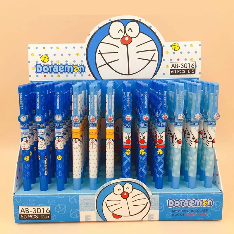 

48 pcs/lot Doraemon Press Ballpoint Pen Cartoon animal blue ink ball pen School Office writing Supplies Stationery Gift