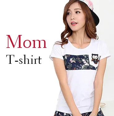 Г., летние Семейные платья для мамы и дочки футболка и штаны для папы и сына одинаковая семейная одежда в стиле пэчворк с принтом - Цвет: Mom T shirt
