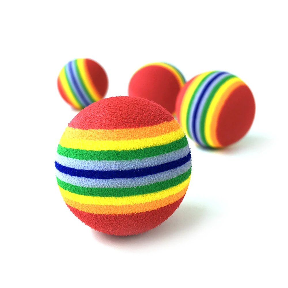 1 Pcs Rainbow Pet Cat Toy Ball Interactive Cat Toy 42mm Bubble Treatment Ball Funny Training Pet Supplies