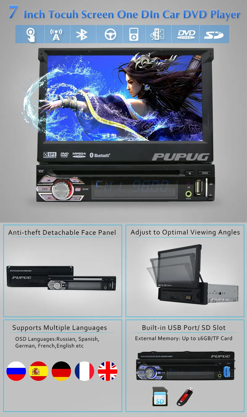 Excellent 7 Inch Digital Touch Screen Universal 1 din Car Autoradio Stereo Headunit Support FM AM RDS USB SD Multimedia Player Headunit 2 Excellent 7 Inch Digital Touch Screen Universal 1 din Car Autoradio Stereo Headunit Support FM AM RDS USB SD Multimedia Player Headunit 2