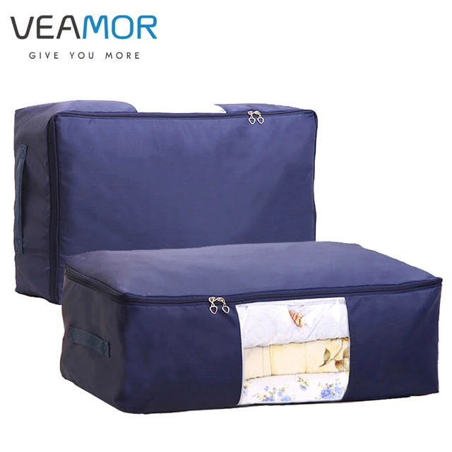 VEAMOR Oxford Quilt Storage Bag Collapsible Plus Size Comforter Container Home Storage Organizer