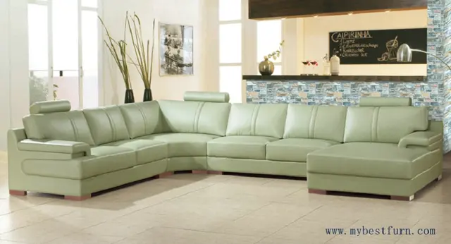 Free Shipping Beige Green Sofa Large Size Leather Real Cow Free Shipping Beige Green Sofa Large Size Leather Real Cow Settee Modern Design Furniture