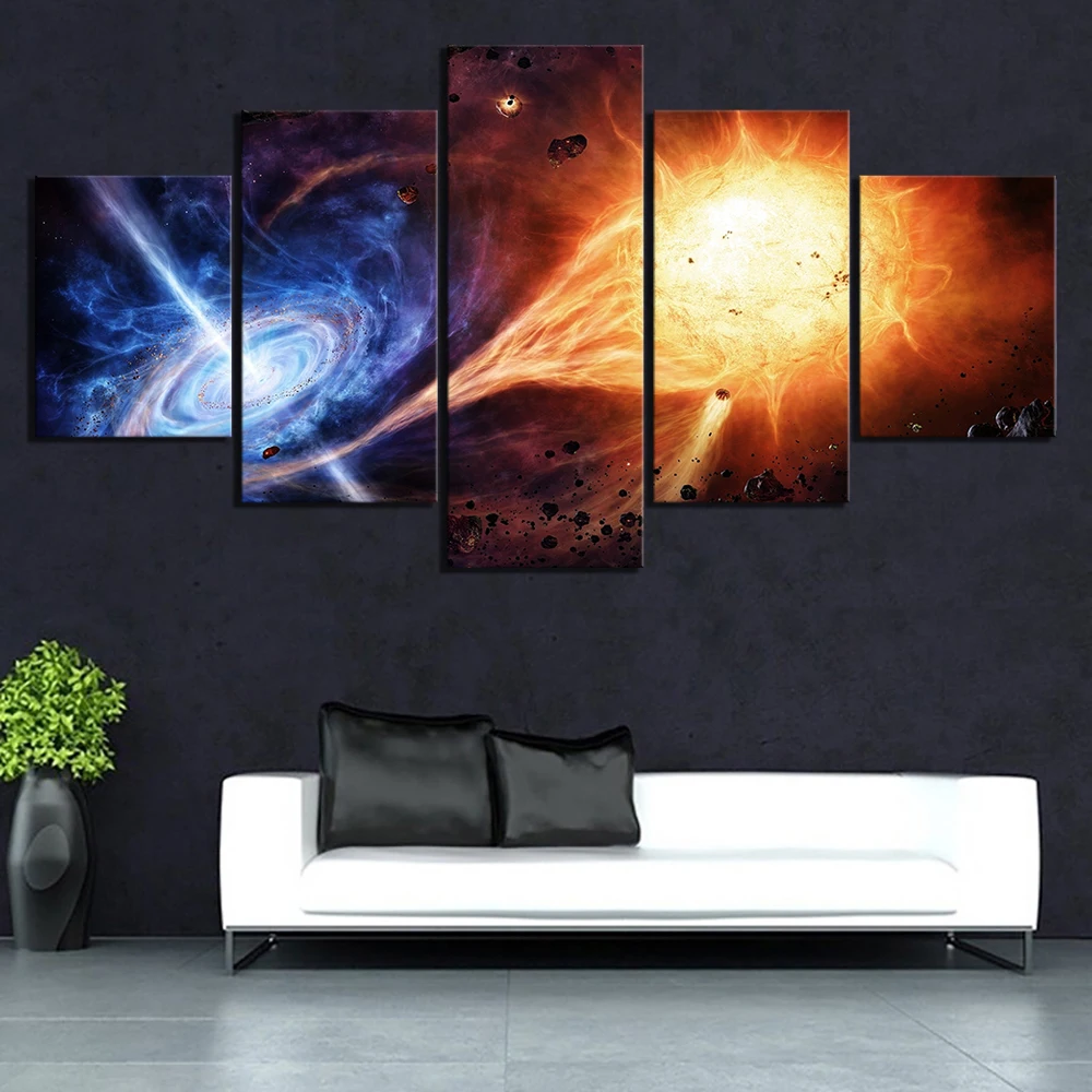5 Piece Outer Space Fantasy Art HD Picture Black Hole Poster Decorative Paintings Canvas for Home Decor Wall | Дом и сад