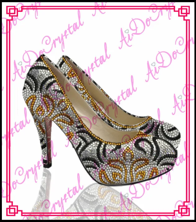 

Aidocrystal colorful crystal wedding party high heel shoes ,women evening shoes with stones