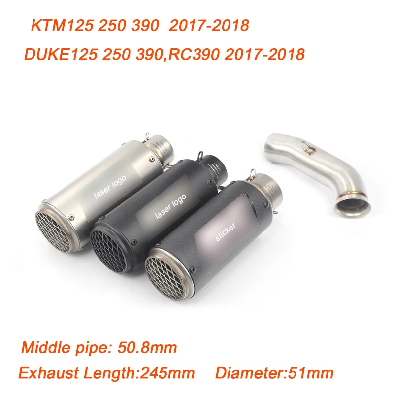 

125 250 390 RC390 Motorcycle Middle Link Pipe 51mm Stainless Steel Exhaust System for KTM DUKE 125 250 390 RC390 2017 2018