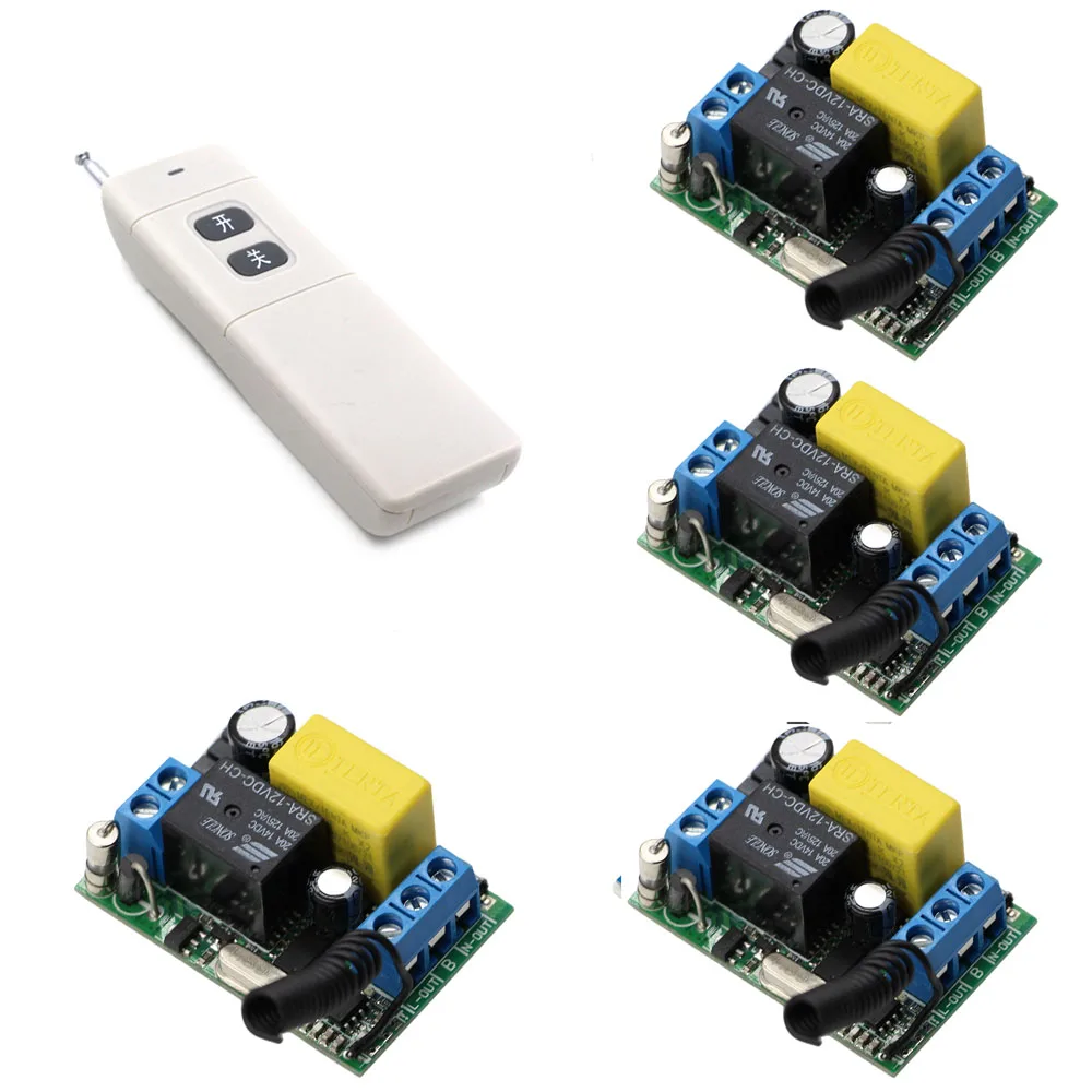 AC 220V 1CH Remote Switch 10A Relay Receivers With Transmitter 315/433Mhz RF LED Lamp Bulb Lighting Wireless Switch Smart Home