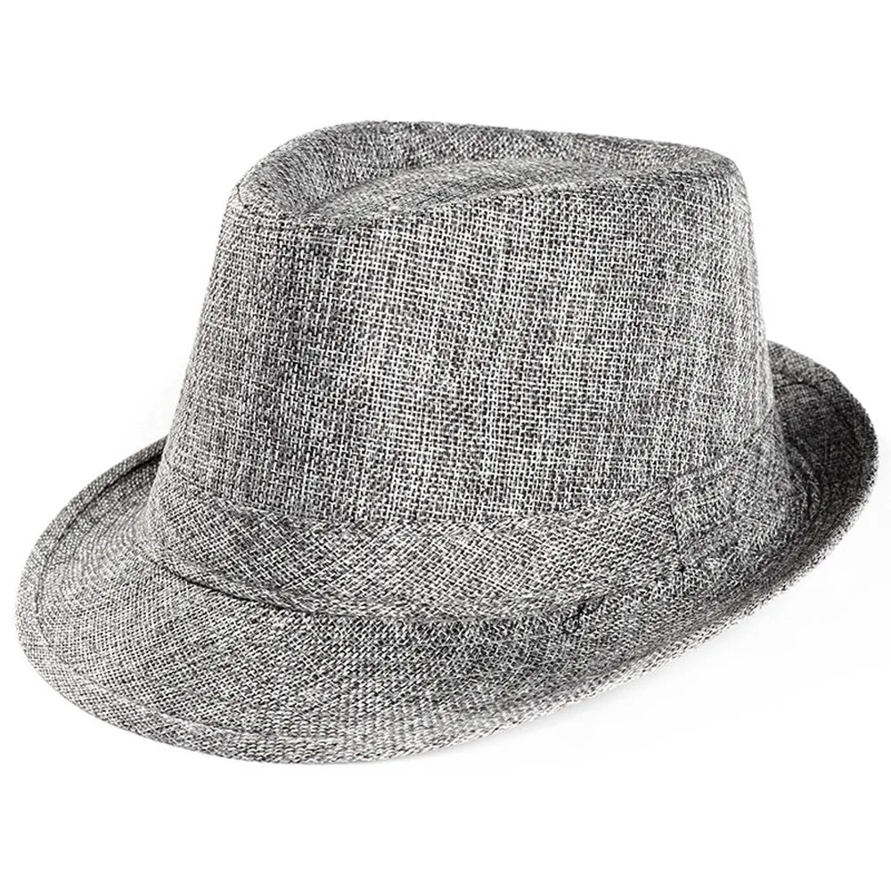 1pc unisex Men Women grass Fedora Wide Brim Straw Cap Unisex Panama Summer Beach Sun Hat,capes for men Casual cap - Цвет: Gray