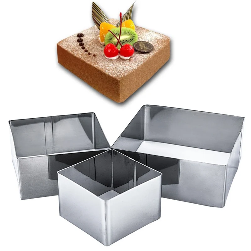 3pcs Stainless Steel Square Mousse Cake Ring Cake Mold Cake Decorating