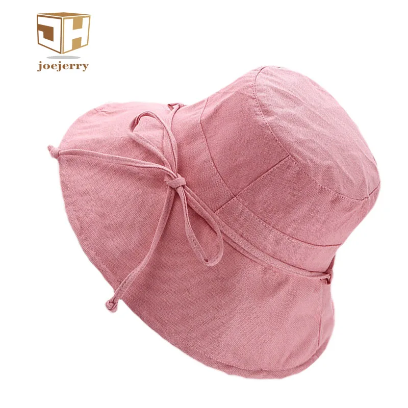 joejerry Folding Pink Fishing Bucket Hat Women Wide Brim Cloth Sun