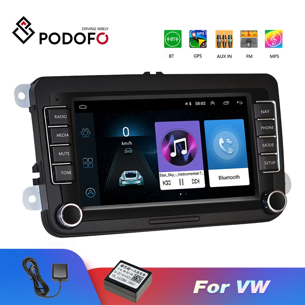 Автомобильный мультимедийный плеер Podofo стерео система на Android с 7 &quotэкраном GPS wi fi функцией mirror link типоразмер