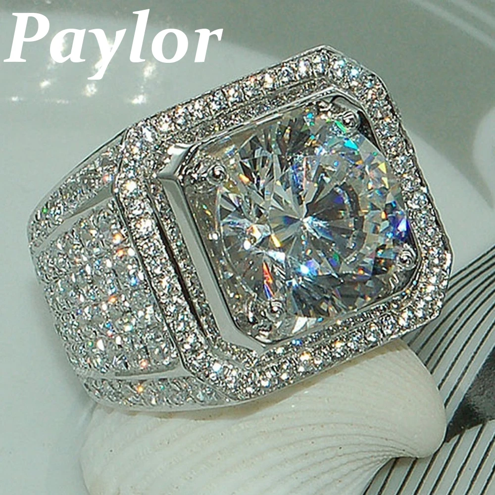 Женское и мужское кольцо Paylor роскошное с фианитом AAA металлическим покрытием