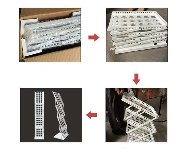 Bicarbonato de Metal Suporte na Cabine de Exposição da Loja Acabamento Revista Brochura Catálogo Titular Folding 2 Pcs Embalagem Segura 4 Titular Folding Suporte Na Cabine de Exposição