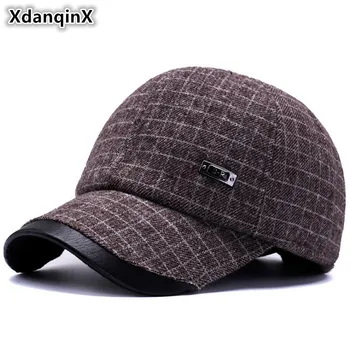

XdanqinX Men's Winter Hat Thick Warm Earmuffs Hats High Quality Baseball Caps For Men Women Adjustable Size Brands Snapback Cap