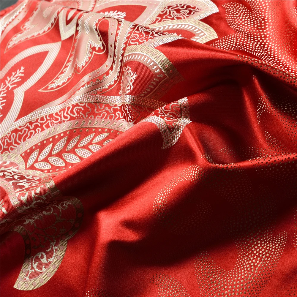 قماش الجاكار الفاخر الحرير 28 Momme التوت الحرير 4 قطع الفراش مجموعات الأوروبية الملك حجم طاقم غرفة نوم حاف الغطاء شقة ورقة كيس وسادة قماش الجاكار الفاخر الحرير 28 Momme التوت الحرير 4 قطع الفراش مجموعات الأوروبية الملك حجم طاقم غرفة نوم حاف الغطاء شقة ورقة كيس وسادة