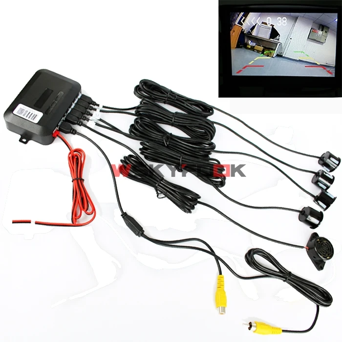 

Car Reverse Video Parking Radar 4 Sensor Rear View Backup Security System Sound Buzzer Alert Alarm For Camera Car Monitor