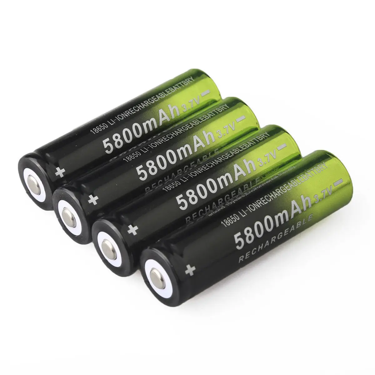 GTF 4pcs 3.7V 18650 Battery 5800mAh Li-ion Batteria 3.7V Rechargeable Batteries For Flashlight + EU/US 18650 Battery Charger