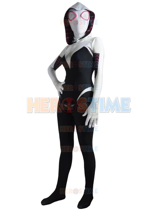

New Spider Gwen Stacy Costume 3D printing Spandex Lycra Zentai Spiderman Costume for Halloween and Cosplay free shipping