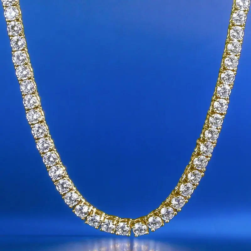 

Single Row Iced Out Tennis Chain Necklace Luxury Brand Hip Hop Fashion Jewelry for Men and Women 4mm