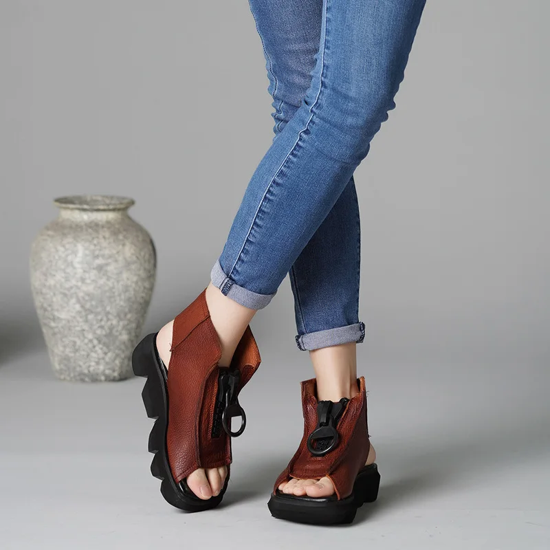 

VALLU 2019 New Arrival Summer Women's Sandals Platform Shoes Lady Causal Shoes Ladies Genuine Leather Sandals