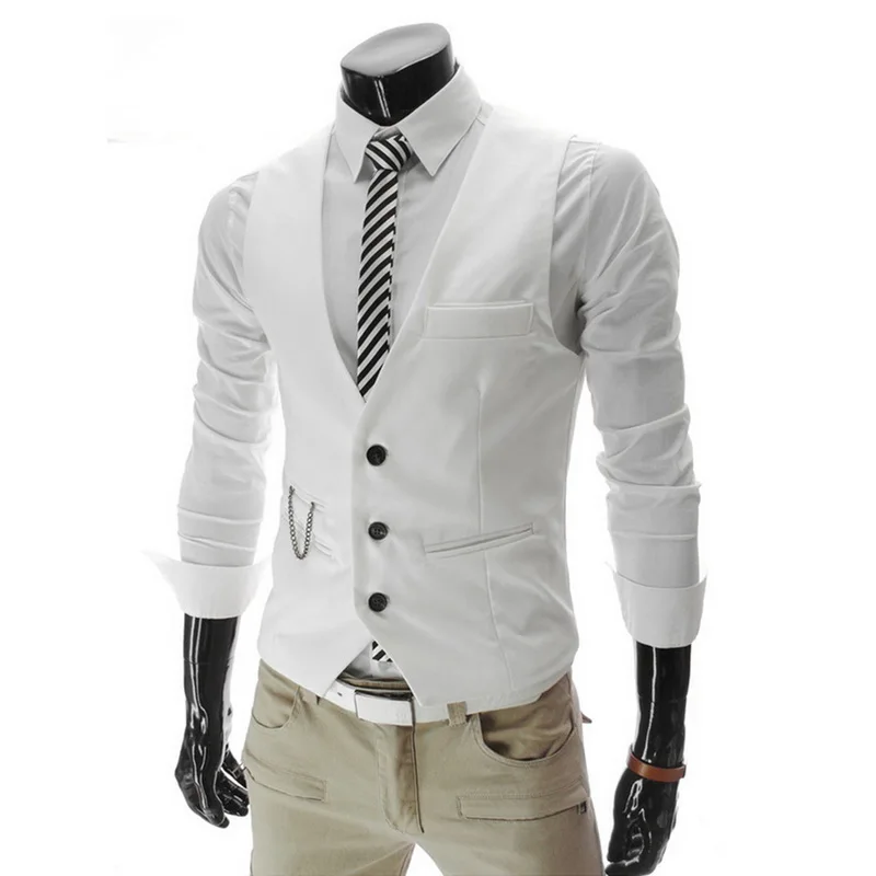 

Litthing 2019 New Arrival Men Business Waistcoat Vest V-Neck Slim Fit Jacket Dress Vests For Men Casual Cotton Sleeveless Vests