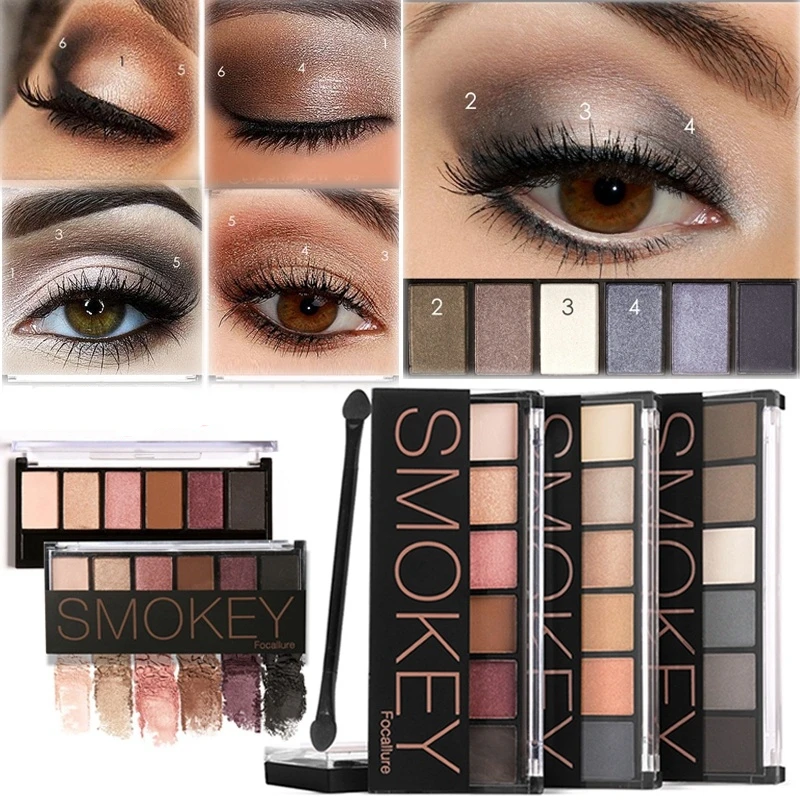 

6 Color Eye Shadow Palette Makeup Pigment Easy to Wear Shimmer Make Up Matte Smoke Shades Cosmetic Shimmer Eyeshadow Pallete Kit