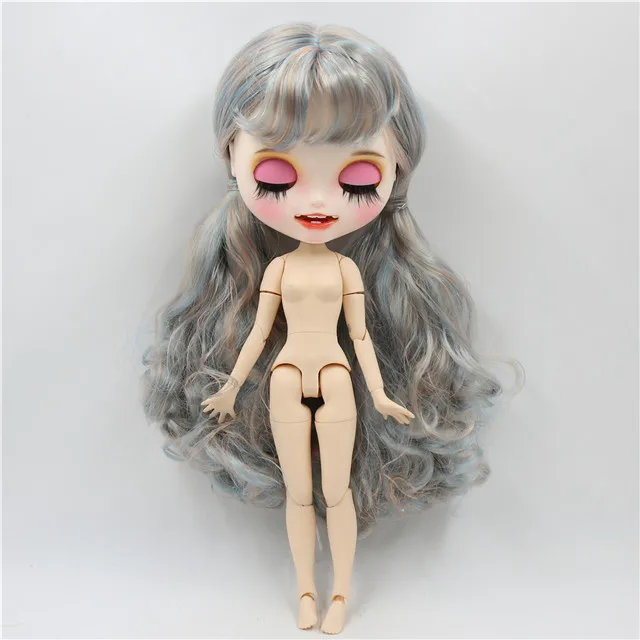 1/6 bjd фабрика blyth кукла синий микс золотые волосы, новое матовое лицо с зубами, белая кожа суставное тело 30 см BL6227/ - Цвет: naked doll