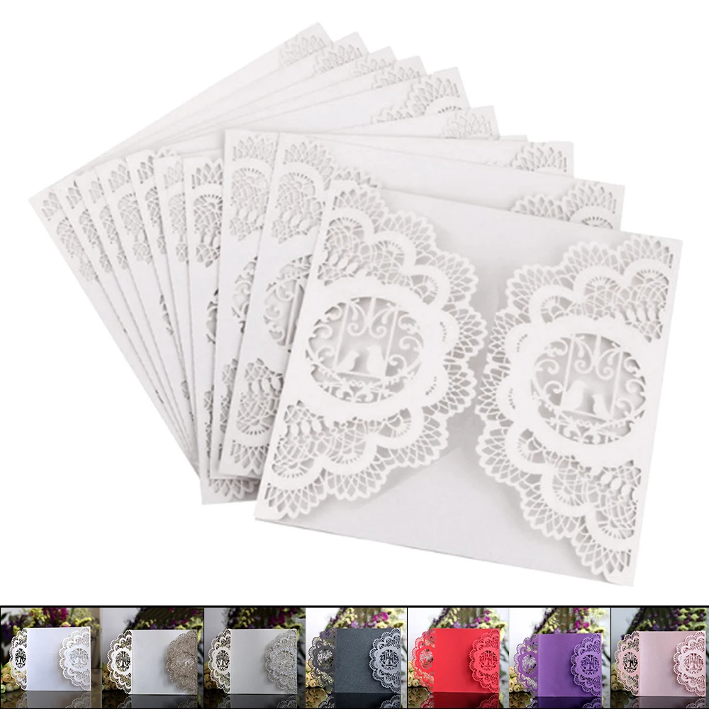  10pcs Simple Wedding Invitations Laser Cutting Invitation Card for Wedding Blank Inner Sheet Hollow - 32957428010