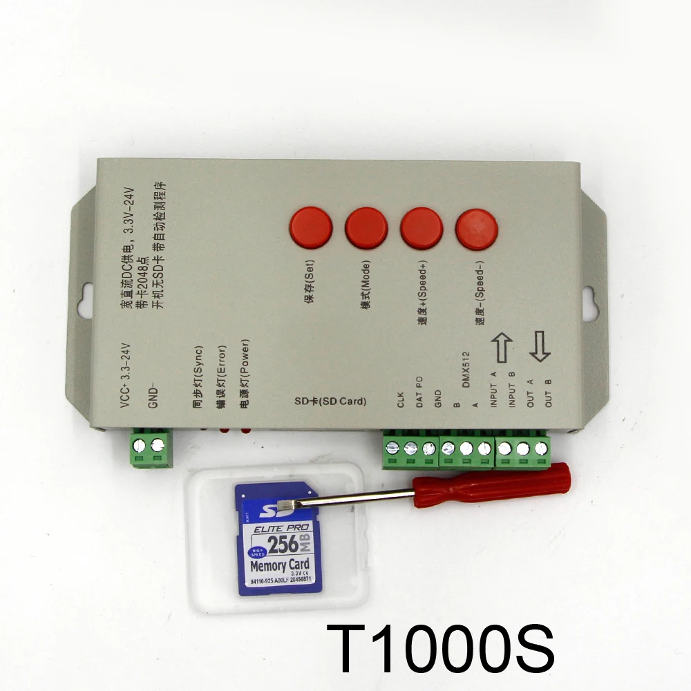 Светодиодный T1000S T4 T8000C SD карты Пиксели программный контроллер Диммер для WS2812B DMX512 ws2811 WS2801 LPD8806 APA102 полосы светильник