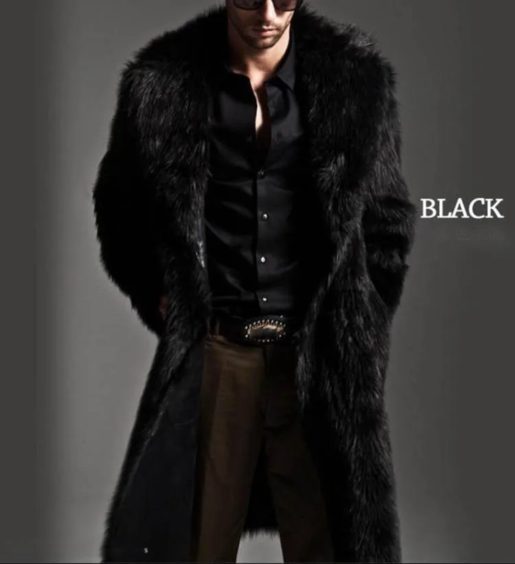 AYUNSUE размера плюс 7XL Зимние Теплые Куртки из искусственной кожи мужские панк-парки длинные двойные пальто мужские меховые пальто верхняя одежда