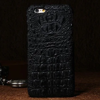 

New Handcrafted Genuine Cow Leather Crocodile Neck Pattern Phone Cases for iPhone 6 Plus iPhone 6s Plus 3D Hard Back Cover Cases
