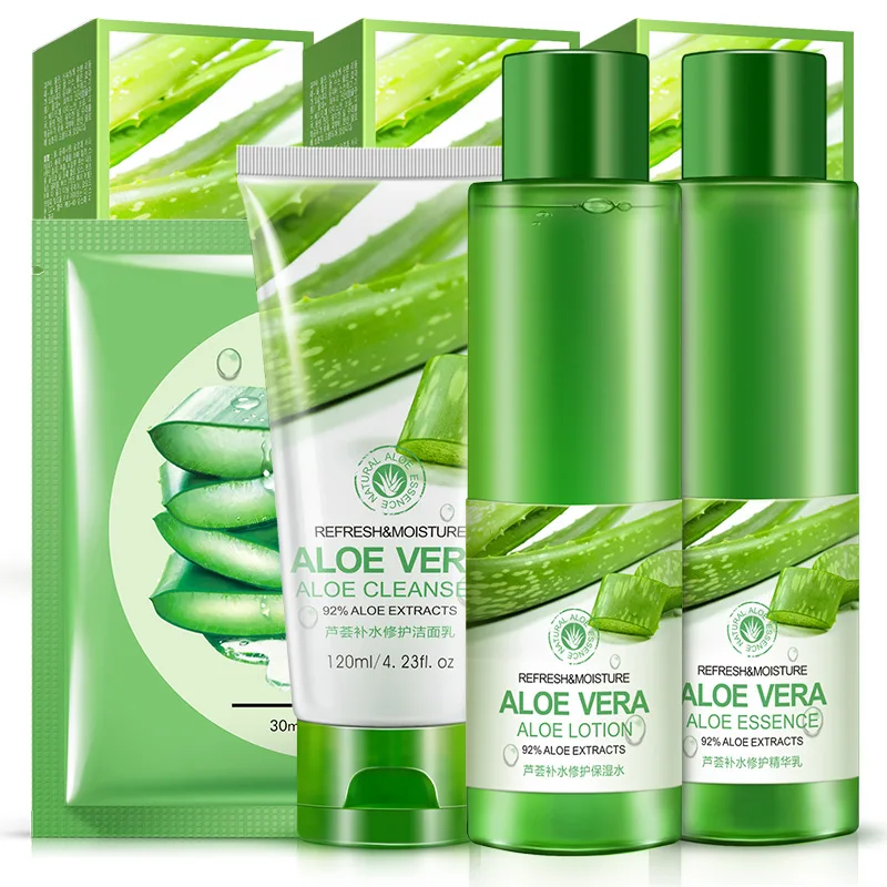 

4Pcs Aloe Vera Gel Soothing Moisturizing Whitening Cream Anti-Acne Snti-wrinkle Yellowish Rough Female Acne Cleanser Face Care