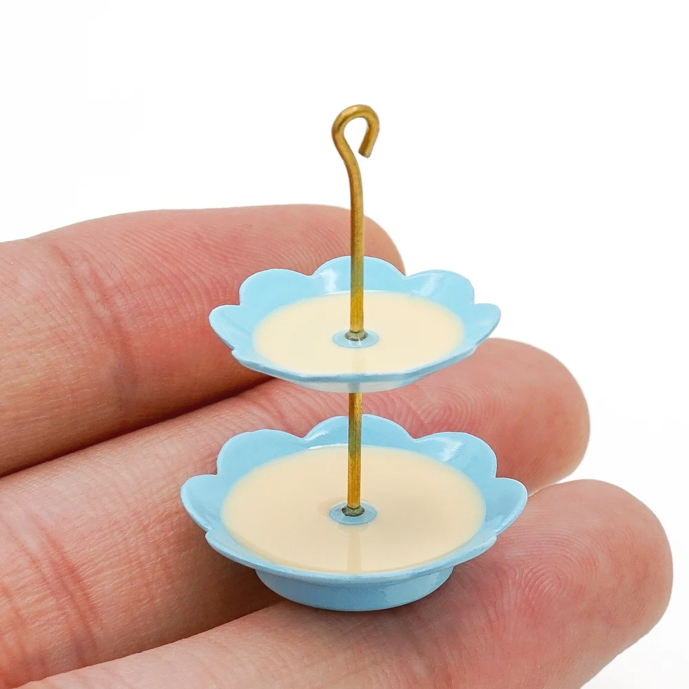 Odoria 1:12 Miniature 2 Tier Cake Stand Afternoon Tea Wedding Dessert Plates Party Tableware Kitchen Dollhouse Accessories Decor