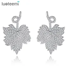 LUOTEEMI новое поступление крошечный Куб Циркон Кристалл Канадский кленовый лист очаровательные гвоздики серьги для женщин Мода Brinco подарок