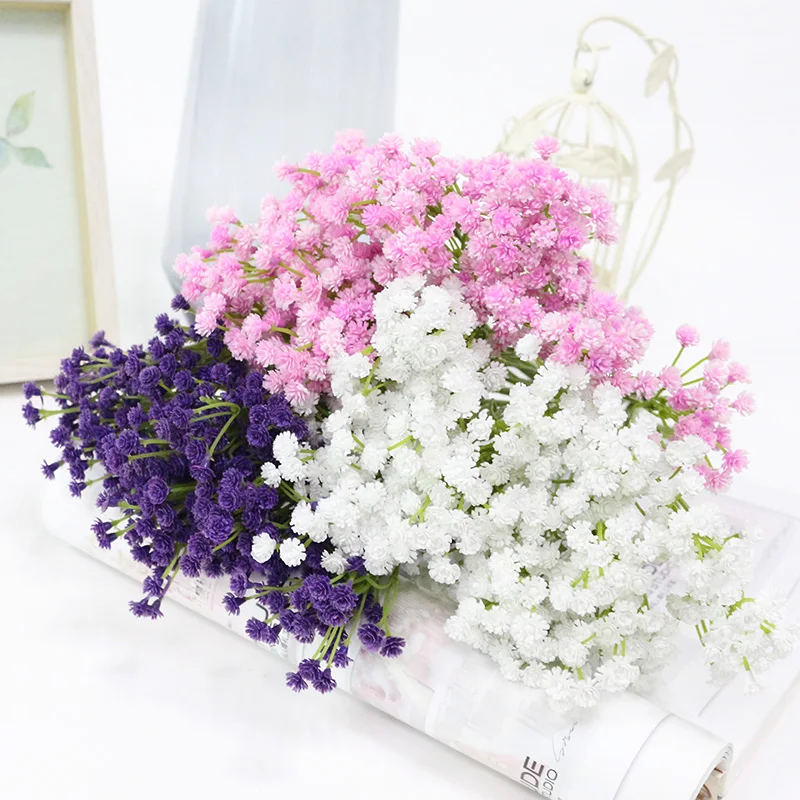 JAROWN Artificial Plastic Flowers Fake Colorful 7Heads Babysbreath Simulation Decorative Flower For Wedding Party Decorations