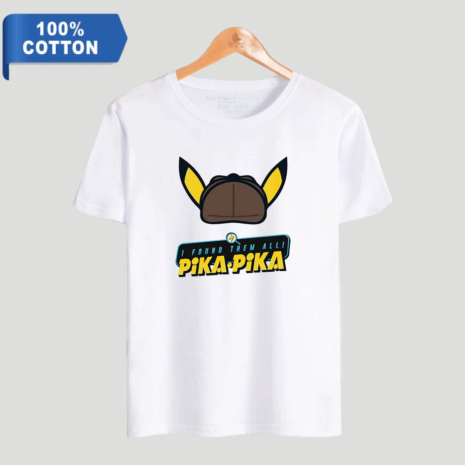 Мужская и женская футболка с коротким рукавом Pikachu Повседневная Уличная в стиле