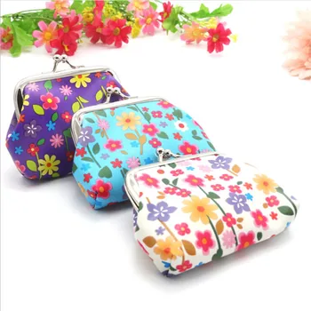 

Lady Vintage Flower Coin Purse Cute Credit Card Holder Key Money Bags for Ladies PU Leather Hasp Coin Purse mini bag Sac Femme