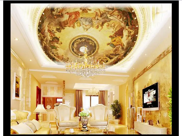 

3d murals wallpaper custom European royal garden of Eden zenith ceiling dome dome wallpaper