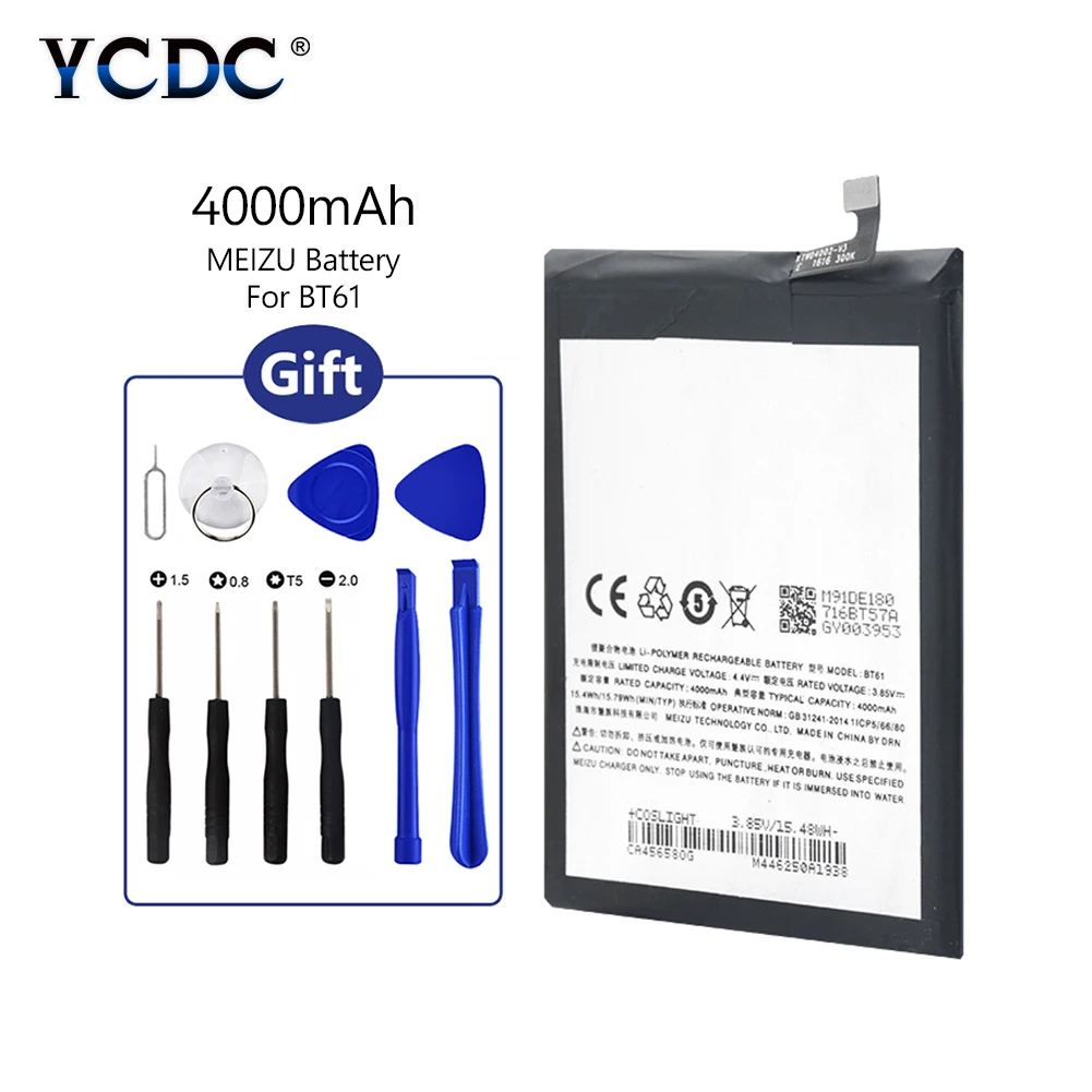 

High Capacity 2019 New 4000mAh BT61 Lithium Li-ion Battery For Meizu M3 Note(Note 3)/M681H/M681Q/M681 3.85V Cellphone Batteries