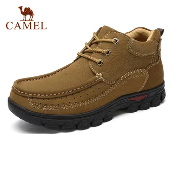 

CAMEL Genuine Leather Male Men Shoes Winter Casual High-top Scrub Cowhide Tooling Men Footwear Outdoor Leisure Shoes for Men