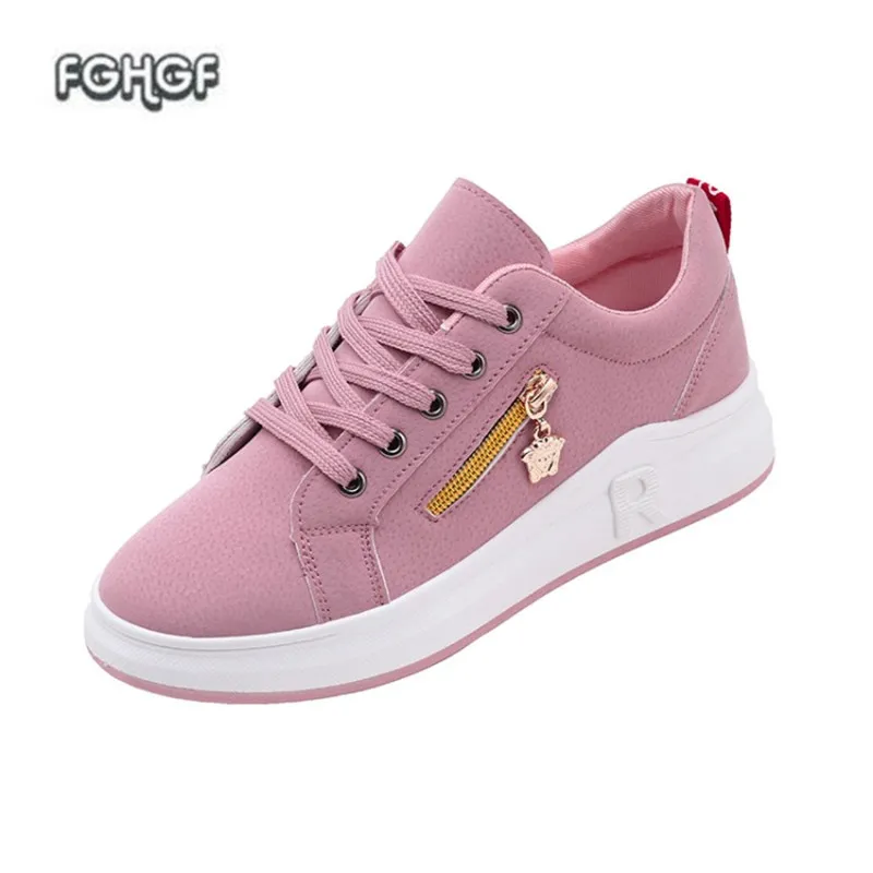 

Women Casual Shoes 2019 New Women Sneakers Fashion Breathable PU Leather Platform Women Shoes Woman Soft Footwears Zipper Tufli