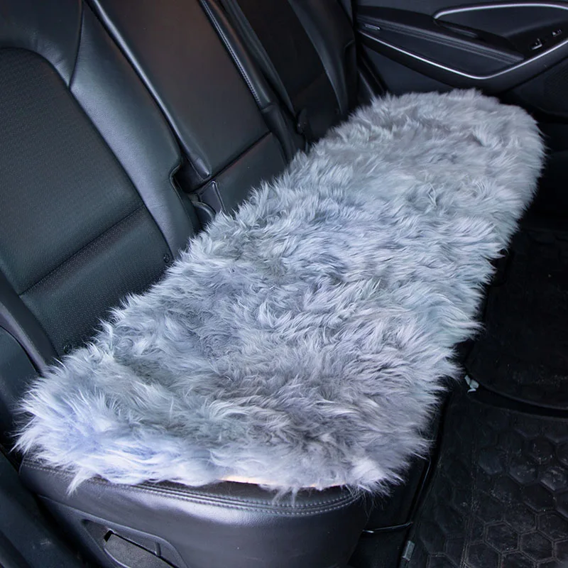 KAWOSEN натуральный мех Австралийская овчина Чехлы для автомобильных сидений, универсальная шерстяная подушка для автомобильных сидений, зимний теплый чехол для автомобильных сидений SWSC02 - Название цвета: 1x Gray Rear Seat
