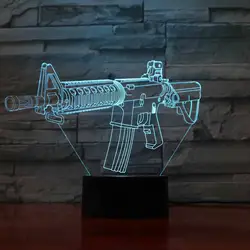 7 цветов Изменение акриловые пистолет Модель 3D ночник светодиодный настроение настольные лампы Спальня прикроватной тумбочке сна