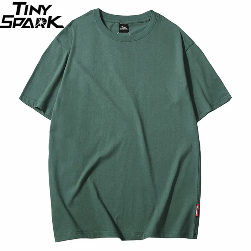 

Harajuku Plain T Shirt 2019 Summer Hip Hop Tshirt 100 Cotton Men Green T-Shirts Streetwear Casual Basic Tops Tees Short Sleeve