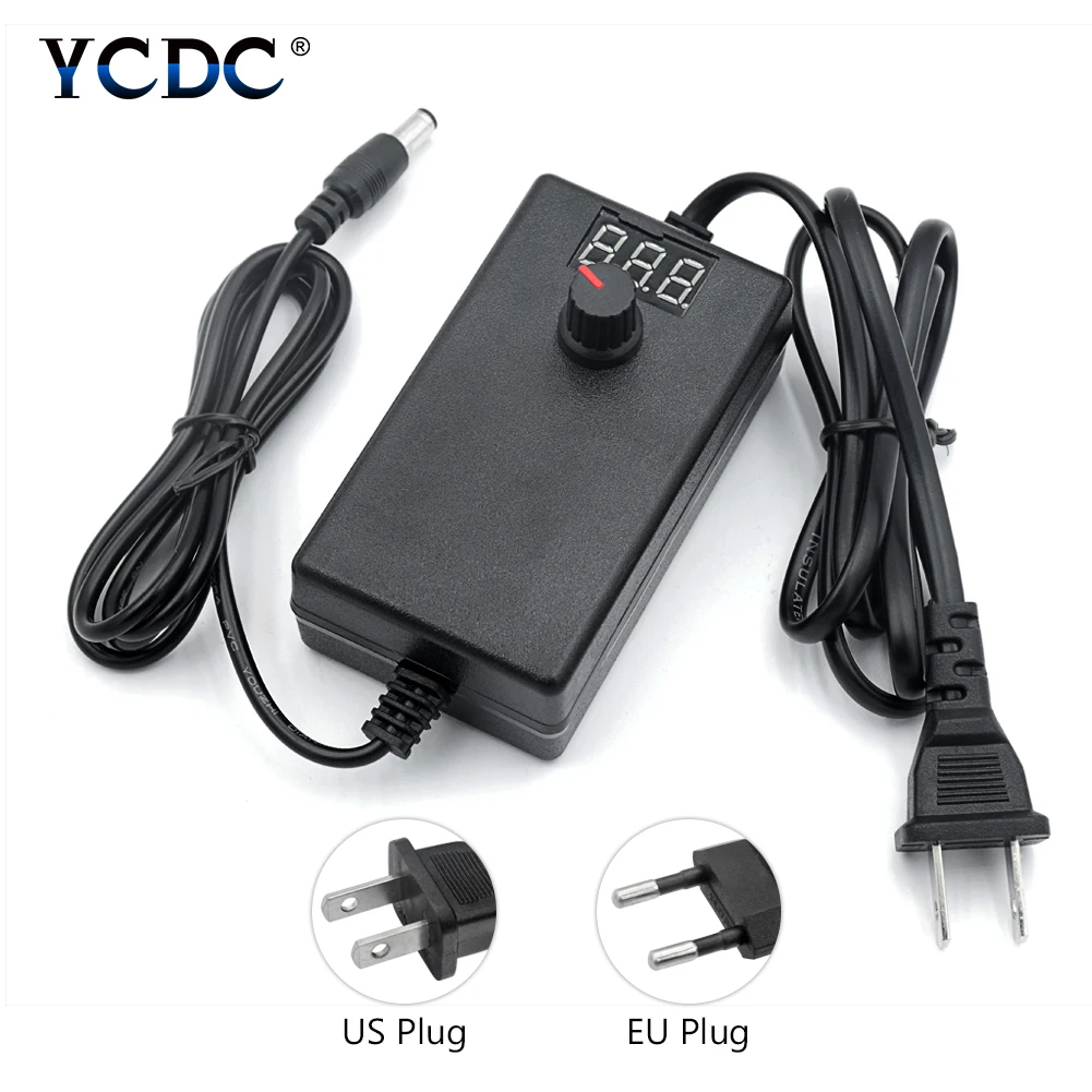 

Adjustable AC To DC 3V-12V 9V-24V Universal Adapter with Display Screen Voltage Regulated Power Supply Adatpor 3 12 24 V