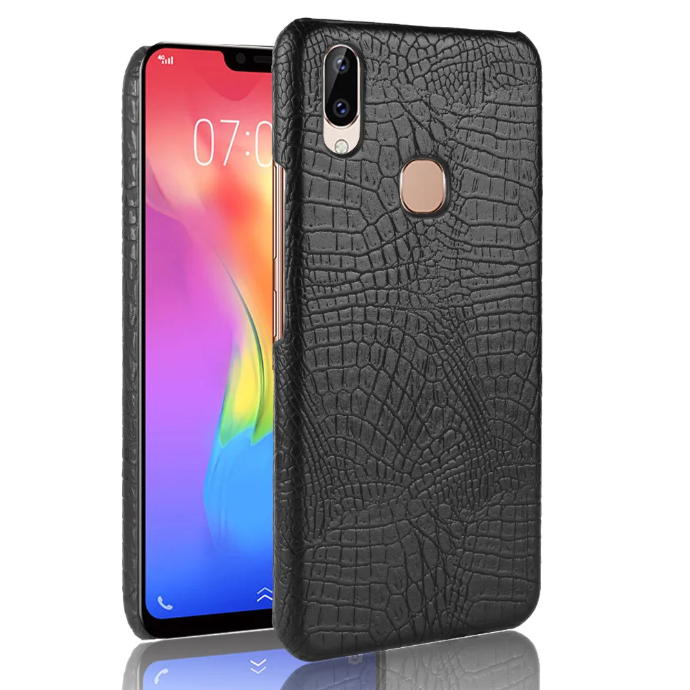 New For vivo Y83 Pro Case Retro Luxury PU Leather Crocodile Hard Skin