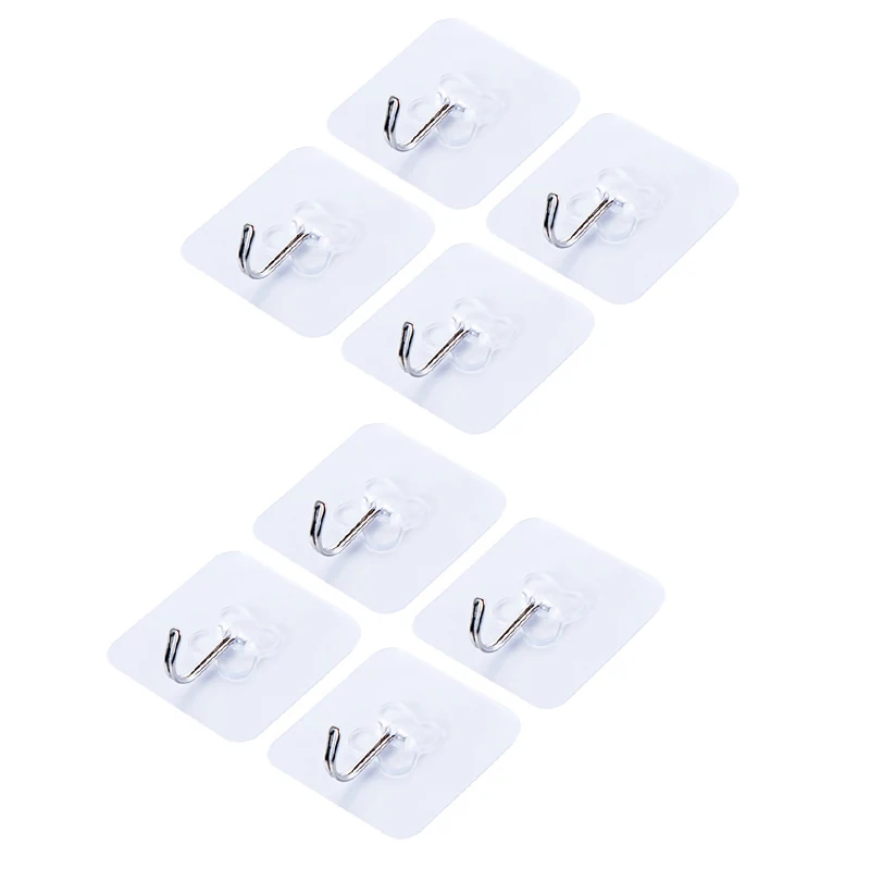 8pcs Adhesive Bathroom Shelves Kitchen Organizer Hanger Hook Stick On
