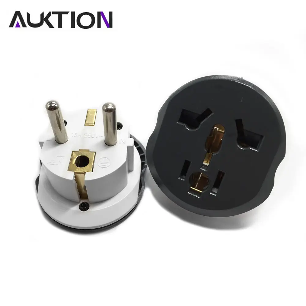 AUKTION Universal EU Plug Adapter 16A Electrical Plugs International Power Socket Converter AC