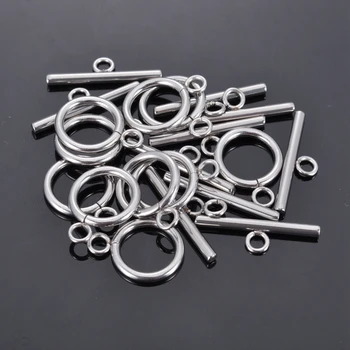 

Silver Tone 10 Sets Stainless Steel Toggle Clasps Connectors For DIY Necklace Jewelry Findings